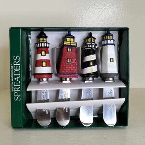 Vintage 1999 Boston Warehouse Light House Spreader Set of 4 Opened by Not Used